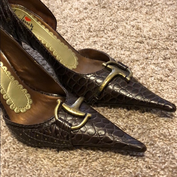 Dark brown 3 3/4” heel w/ metal embellishment - Picture 3 of 5